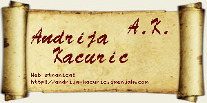 Andrija Kaćurić vizit kartica